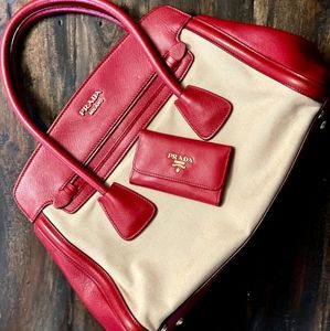 Prada Canapa/Saffiano 2way  Combo